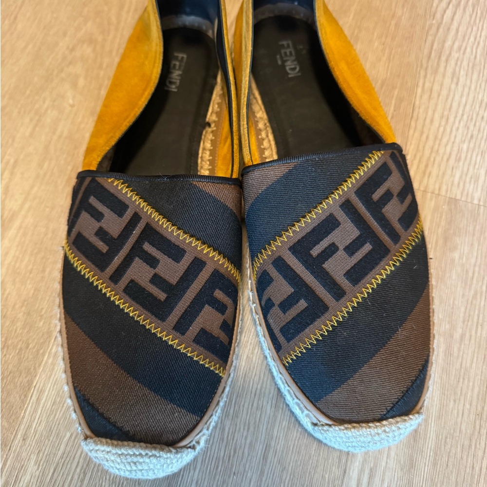 Fendi Yellow and Brown Espadrilles